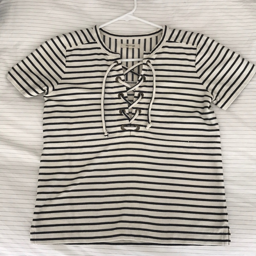 Madewell XS Striped Top Lace Up